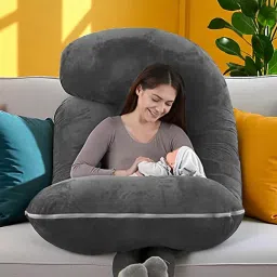 J Shaped Microfibre Solid Pregnancy Pillow Pack of 1-image-65
