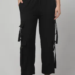 Women Solid Black Track Pants-image-61