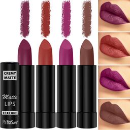 ForSure Set Of 4 Cremy Matte Long Lasting & Lightweight Lipstick - Shades 52-55-58-111-51