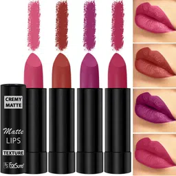 ForSure Set Of 4 Cremy Matte Long Lasting & Lightweight Lipstick - Shades 55-58-60-92-38