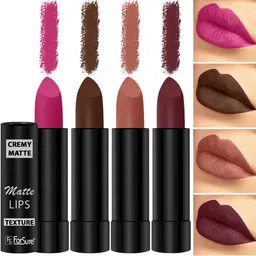 ForSure Set of 4 Cremy Matte Long Lasting & Lightweight Lipstick - Shades 62-67-71-95-27