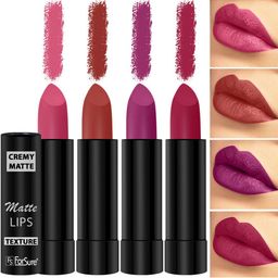 ForSure Set Of 4 Cremy Matte Long Lasting & Lightweight Lipstick - Shades 55-58-60-84-29