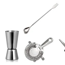 Cocktail Shaker 750ml,Peg Measure,Black Muddler,3 Wine Pourer,Bar Strainer&Spoon 8 - Piece Bar Set-image-5