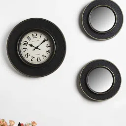 exim decor Black Plastic Vintage Modern Wall Clock-picture-45