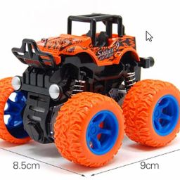 Mini Monster Trucks Friction Powered Plastic Truck Big Rubber Tires Push and Go Toy 4 Wheel Drive Unbreakable Diecast Stunt Car Pull Back Mechanism with Jumper Climbing Vehicle-2
