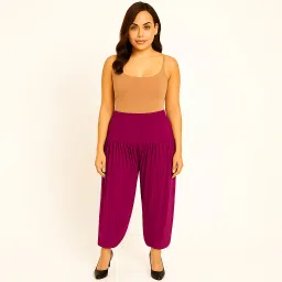 Solid Viscose Women Harem Pants-image-7