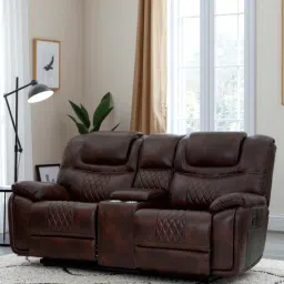 royaloak Texas Manual 2 Seater Recliner 2 Seater With Storage Console In Brown Color-picture-48