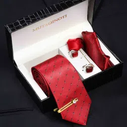 MUTAQINOTI Silk Cufflink & Tie Pin Set-image-90
