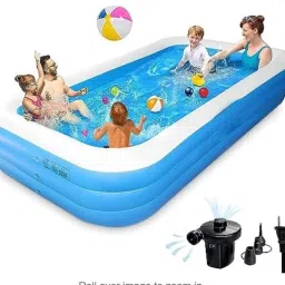 B 10 Feet Family Swimming Pool Bathing Tub for Kids, Adults, (Free Air Pump) Inflatable Swimming Pool-picture-15