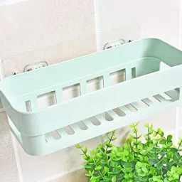 Self Adhesive Multi-Purpose Wall Hanging BATHROOM floating Shelf (PACK OF 1) Plastic Wall Shelf-image-50