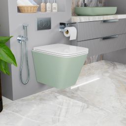 SLAVIA (Olive Green) Ceramic Wall Hung Commode/ Western Toilet with Accessories SYON223 Western Commode-24