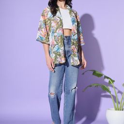 Trend Arrest Tropical Printed Open Front Shrug image 2