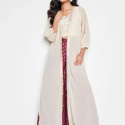 Global Desi Embellished Longline Open Front Shrug image 3