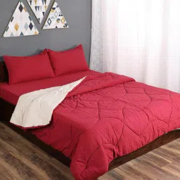 saral home Red Solid 210 TC Cotton (Set of 6) Double Bed Bedding Sets-picture-42