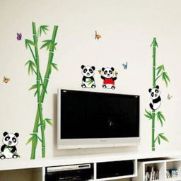 110 cm Wall Nursery School Kids Baby Room Cute Little Animals Panda on Bamboo Trees Self Adhesive Sticker-image-66