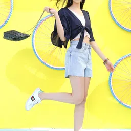 Sera Flutter Sleeves Crop Tie-Up Shrug image 3