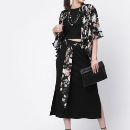 LELA Floral Printed Open Front Asymmetrical Shrug image 4