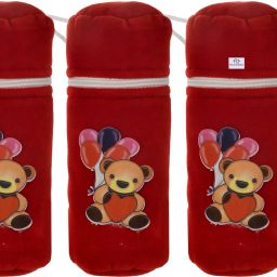 Cartoon Printed Velvet Newborn Baby Feeding Bottle Cover, Pack of 3 (Red)-image-86
