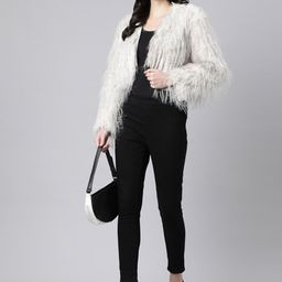 SHOWOFF Self Design Crop Open Front Shrug image 5