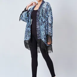 First Resort by Ramola Bachchan Open Front Printed Shrug image 4