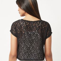 Espresso Front Button Lace Crop Shrug image 4