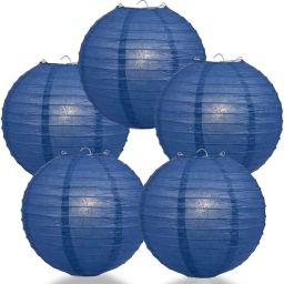 12 Inch Chinese Japanese Paper Lanterns, 5 Pack (Blue) Blue Paper Hanging Lantern-picture-5