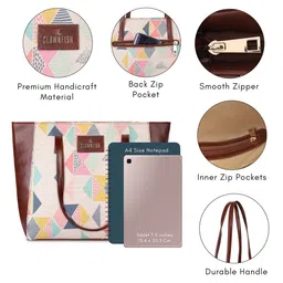 THE CLOWNFISH Geometric Printed Structured Tote Bag image 5