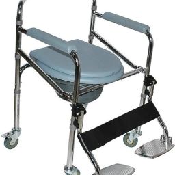 Foldable Commode With Wheels & Footrest | Toilet Chair | Toilet Stool Commode Shower Chair-image-13