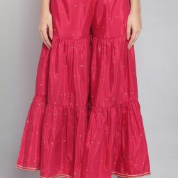 Women Regular Fit Red Viscose Rayon Trousers-image-59
