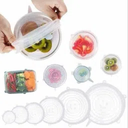 Silicone Stretch Food Covers Fits Any Container or Bowl 8 inch Lid Set-image-34