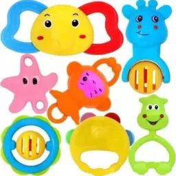 Non Toxic Lovely Attractive Set of 8 Pcs Rattles and Teether Rattle-picture-0