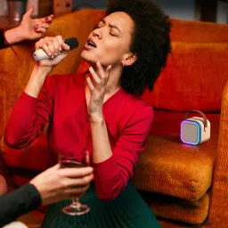 TechPride Mini Karaoke Bluetooth Speaker with Mic | LED Lights | Portable | USB/TF 5 W Bluetooth Home Audio Speaker image 3