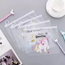 Transparent Unicorn Pouches,Pencil Boxes pack of 4 for stationary item Unicorn plastic pouch Art Plastic Pencil Boxes Art Plastic Pencil Boxes-11