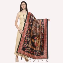 Pure Silk Printed, Self Design, Solid, Woven Multicolor Women Dupatta-image-6