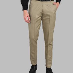 Men Slim Fit Khaki Polycotton Trousers-image-80