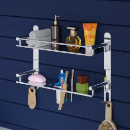 with Soap Dish and Toothbrush Holder for Bathroom Accessories Stainless Steel Wall Shelf-46