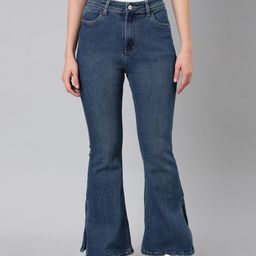 showoffff Women Boot-Leg Mid Rise Dark Blue Jeans-picture-2