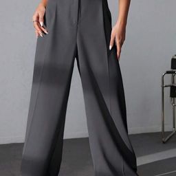next one Women Loose Fit Grey Polyester Trousers-picture-26