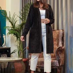 FEATHERS CLOSET Long Sleeves Woollen Open-Front Shrug image 2