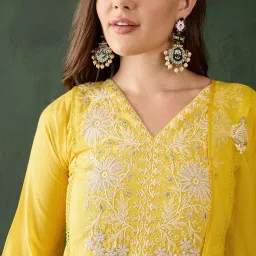 sangria Embroidered Kurta, Trouser/Pant & Dupatta Set image 2