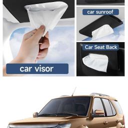 Black Car Tissue Napkin Holder for Sun Visor and Backseat – Universal Fit X3 Vehicle Tissue Dispenser-image-86