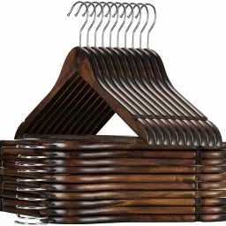 M T BROTHERS - WALNUT Wooden Hanger with 360° Swivel Hook Wooden Coat Pack of 18 Hangers For Coat-picture-18