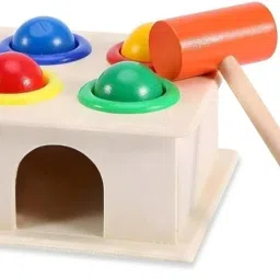 Wooden Hammer Ball Toy - Ball Knock for Kids 2+ Years (Multicolor)-30
