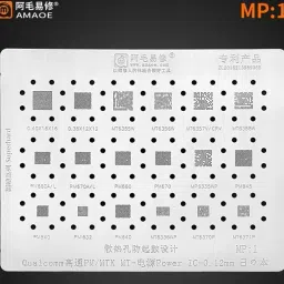 AMAOE MP-1 STENCIL SERIES POWER IC BGA REWORK REBALLING STENCIL 0.12MM Qualcomm- 12MT6358/WMT6356/WMT6355/WMT6357/VMT6357CRVM3/MT6336/WPMT6370/PMT6371P PM660/PM660A/PM660L/PM670/PM670A/PM670L/PM845/PM540/PM640 MTK0.40X/16X/ Stencil-image-64