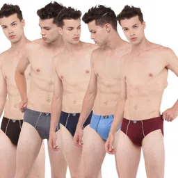 Pack of 5 Dollar Lehar Super Combed Cotton Mens Brief -Pack of 5- Actual Colour May Vary Solid Men Brief-picture-34