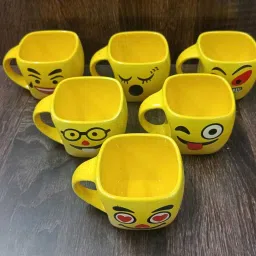 Pack of 6 Bone China scqure smiley shushil-03/Office/Gifts, 140 ML-24