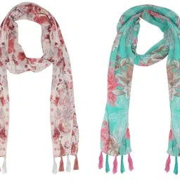 Printed Chiffon Women Multicolor Scarf, Stole, Fancy Scarf-image-81