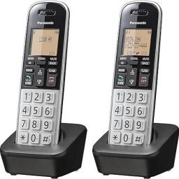 KX-TGB812S Compact Cordless Phone 2 Handset (Black/Silver) Cordless Landline Phone-43