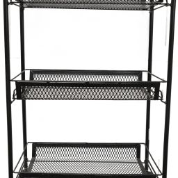 Kavik 3-Tier Revolving Multipurpose Metal Trolley Storage Rack with Wheels Stainless Steel, Plastic Kitchen Trolley-image-107