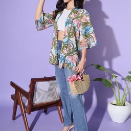 Trend Arrest Tropical Printed Open Front Shrug image 4